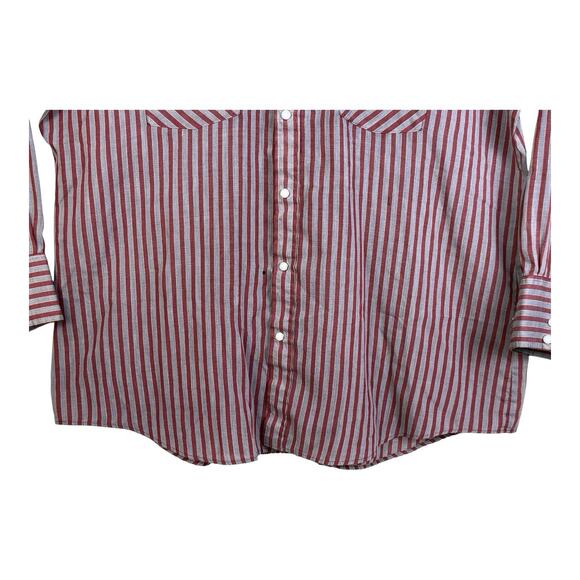Vintage Dee Cee Western Shirt Mens 15-35 Red Gray Pearl Snap Cowboy USA Made - Picture 3 of 16